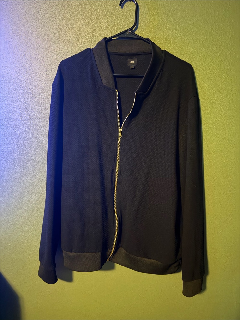 River Island Men's Black Zip-Up Bomber Sweater